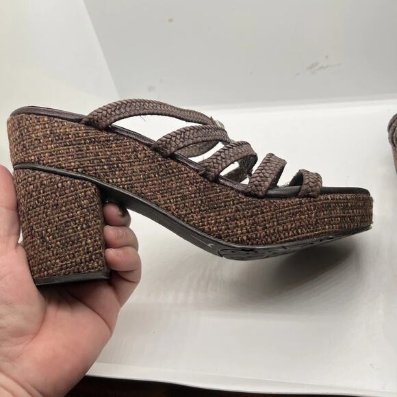 Brighton‎ Size 8.5 Brown Aspen 4" Platform Heel Open Toe Strappy Slip On Sandals - Picture 8 of 11